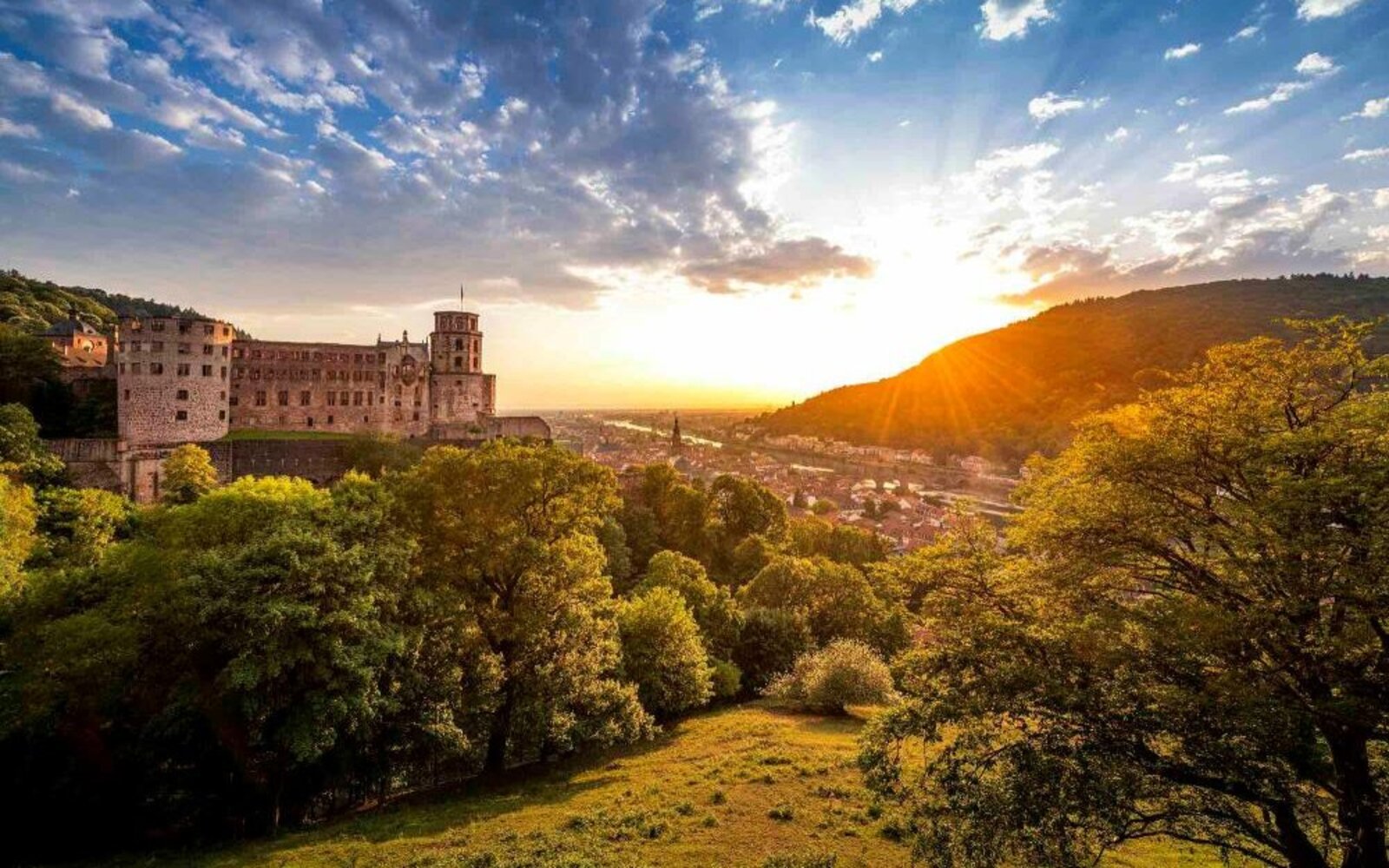Blick über das Schloss und die Stadt Heidelberg in der sie Lehramt studieren können an der Pädagogischen Hochschule Heidelberg.