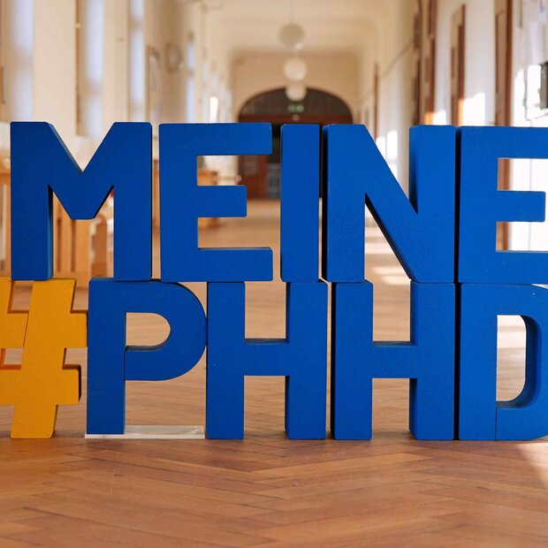 Zu sehen ist eine Mandarine vor blauem Hintergrund.